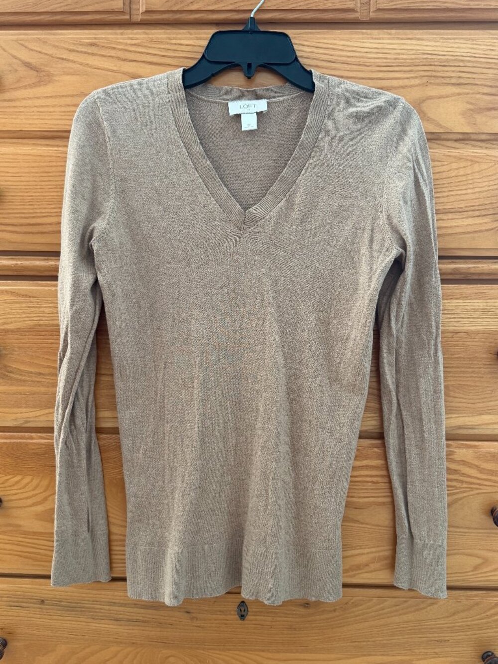 LOFT Ann Taylor Camel Beige V Neck Sweater